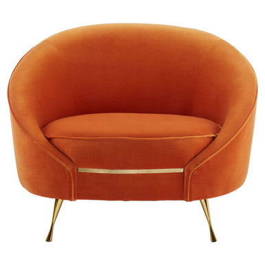 Manhattan Orange Velvet Cocoon Chair