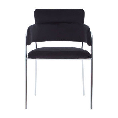 Tamzin Black Velvet Dining Chair with Chrome Finish Frame