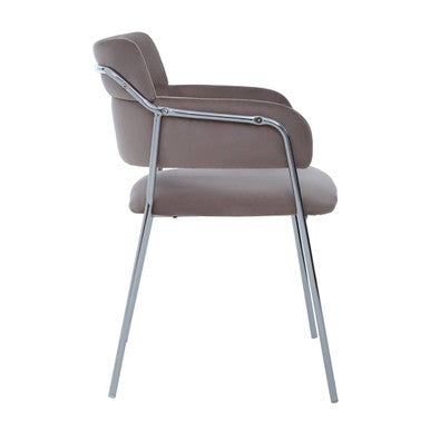 Tamzin Mink Velvet Dining Chair with Chrome Finish Frame