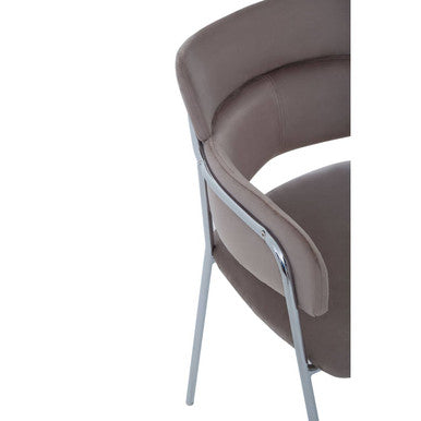 Tamzin Mink Velvet Dining Chair with Chrome Finish Frame