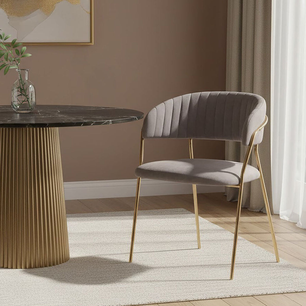 Tamzin Mink Velvet Curved Dining Chair