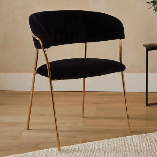 Tamzin Black Velvet Curved Dining Chair
