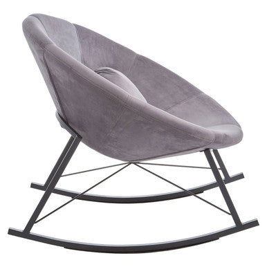 Arto Grey Velvet Conic Rocking Chair