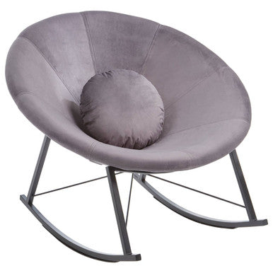 Arto Grey Velvet Conic Rocking Chair