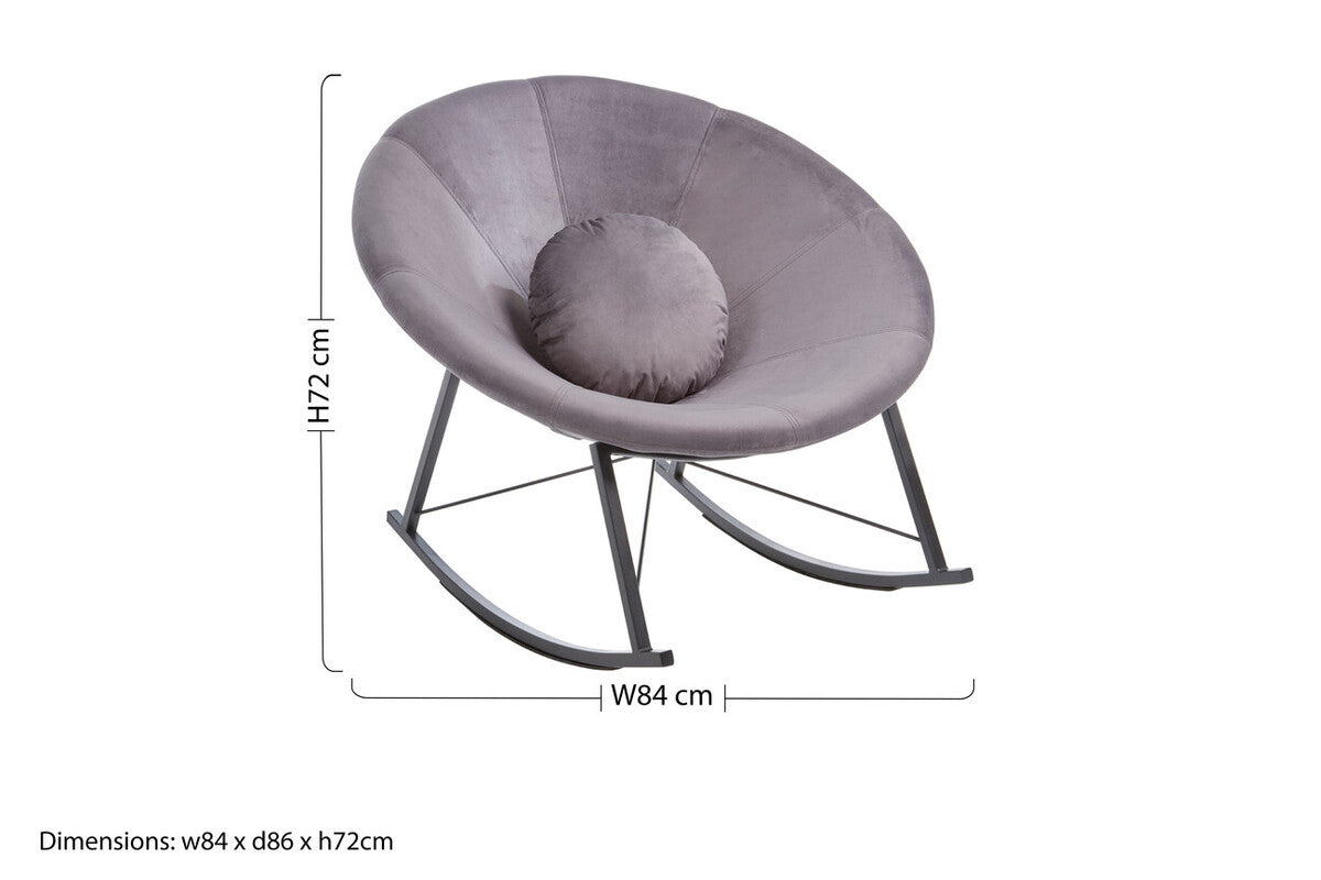 Arto Grey Velvet Conic Rocking Chair