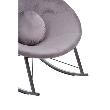 Arto Grey Velvet Conic Rocking Chair