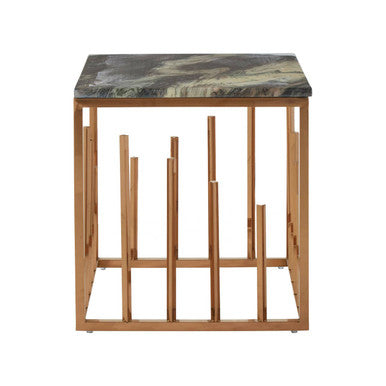 Tula Black Marble Effect and Rose Gold Finish Side Table