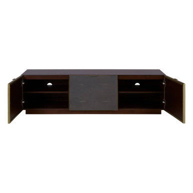 Kempton Grey Shagreen Effect and Walnut Veneer Media Unit