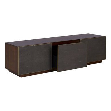 Kempton Grey Shagreen Effect and Walnut Veneer Media Unit