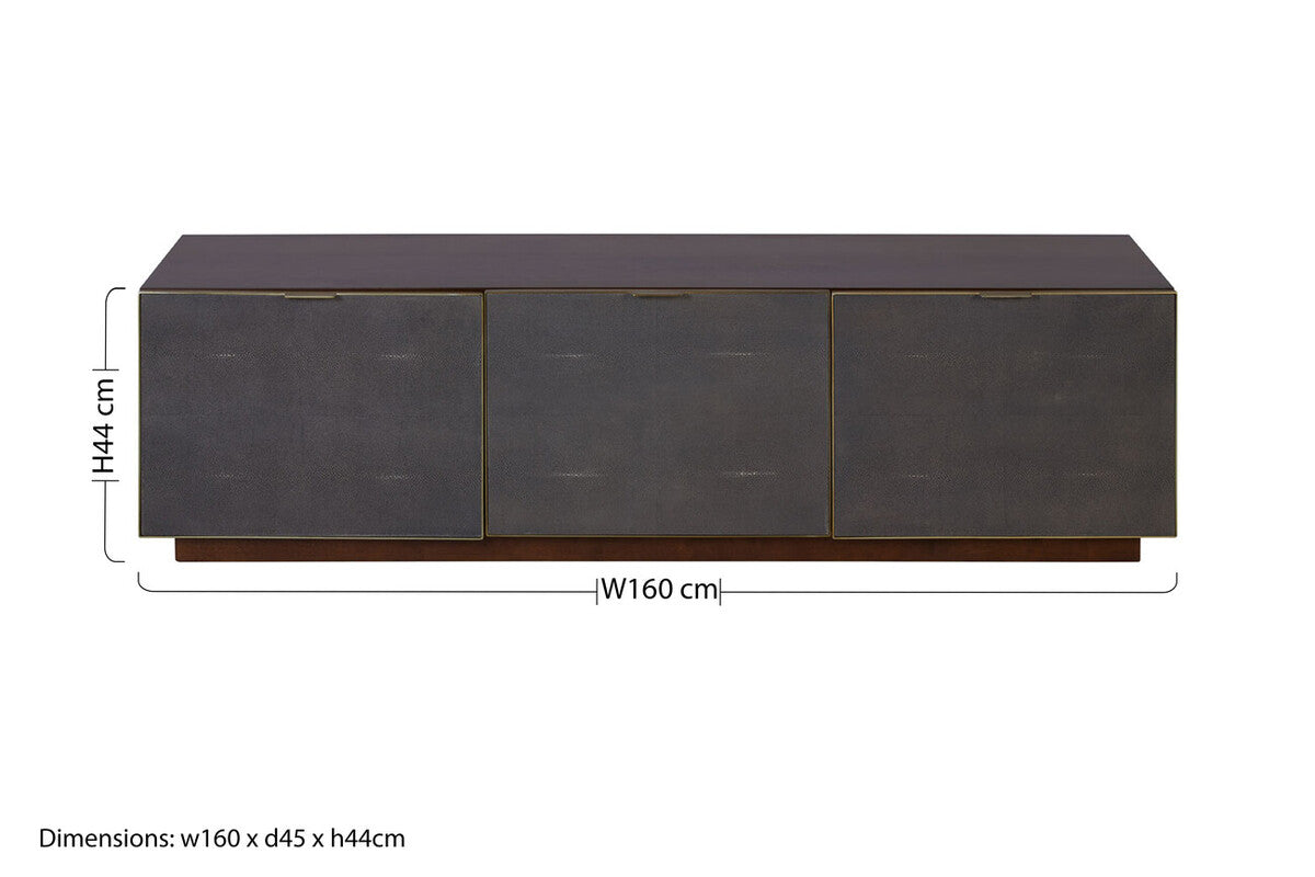 Kempton Grey Shagreen Effect and Walnut Veneer Media Unit
