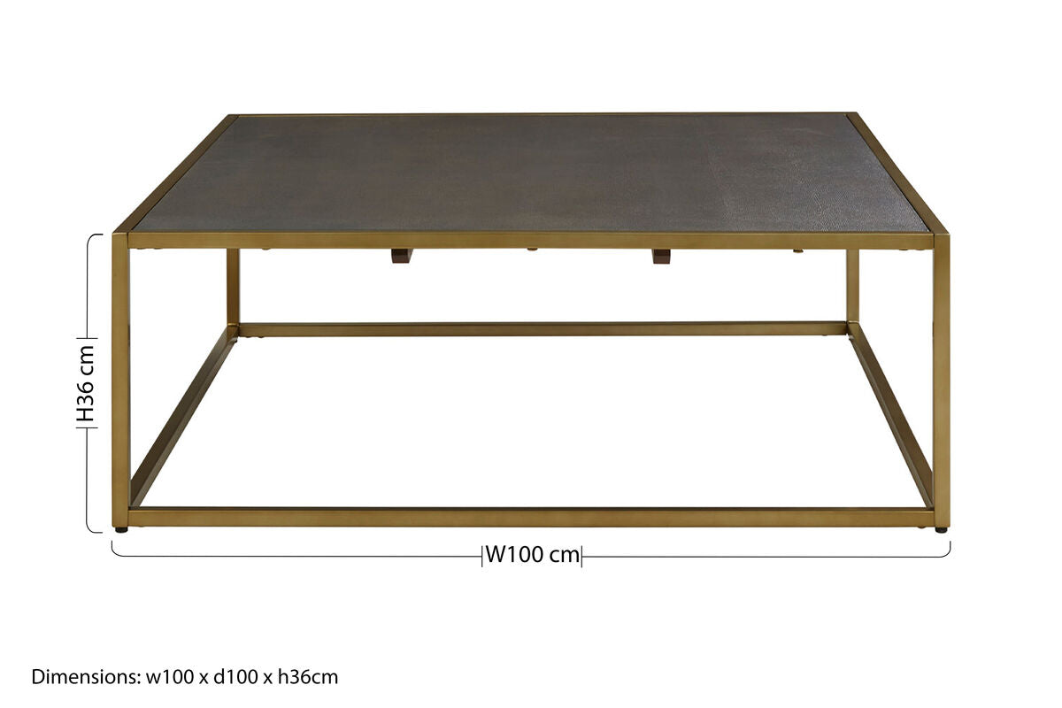 Kempton Grey Shagreen Effect and Gold Finish Coffee Table