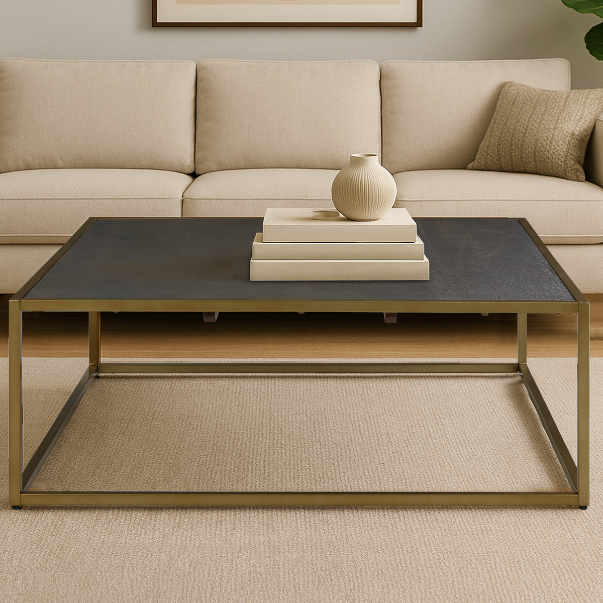 Kempton Grey Shagreen Effect and Gold Finish Coffee Table