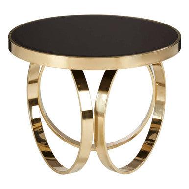 Ragusa Black Mirrored and Gold Finish Round Coffee Table