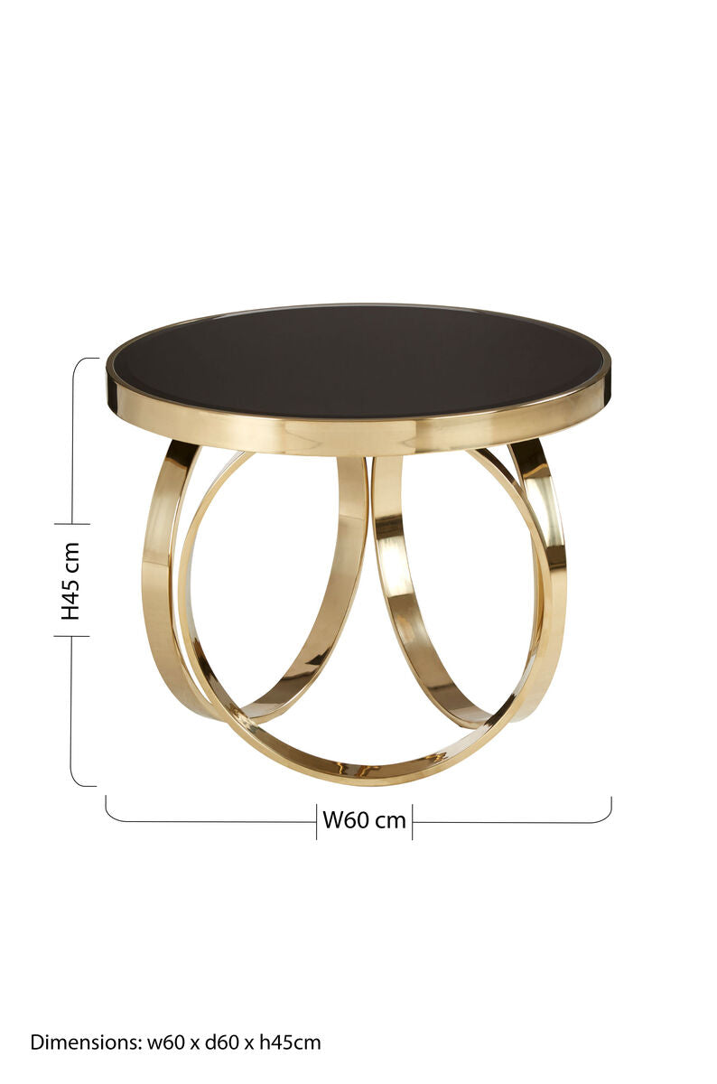 Ragusa Black Mirrored and Gold Finish Round Coffee Table