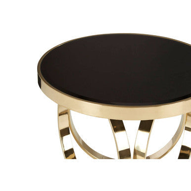 Ragusa Black Mirrored and Gold Finish Round Coffee Table