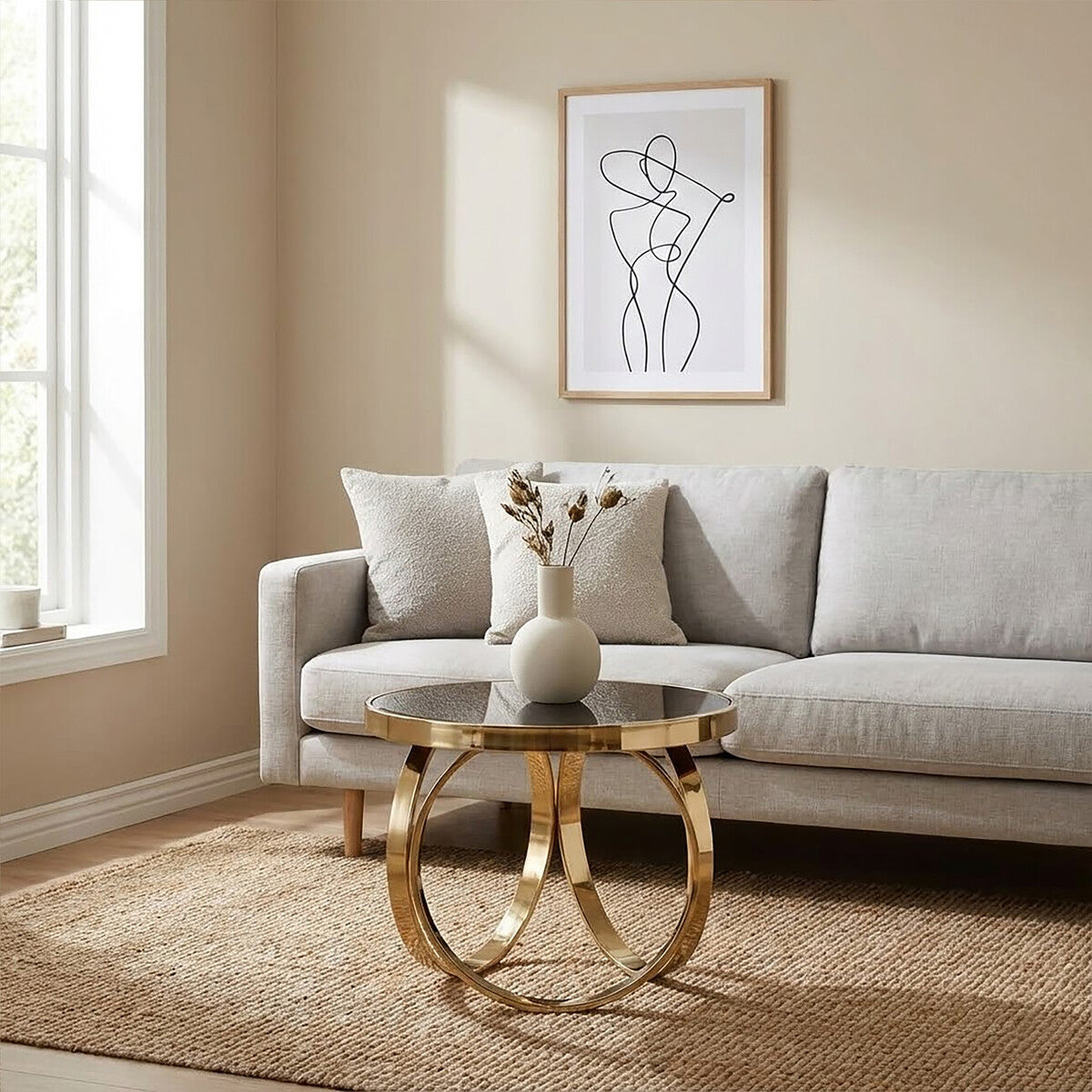 Ragusa Black Mirrored and Gold Finish Round Coffee Table