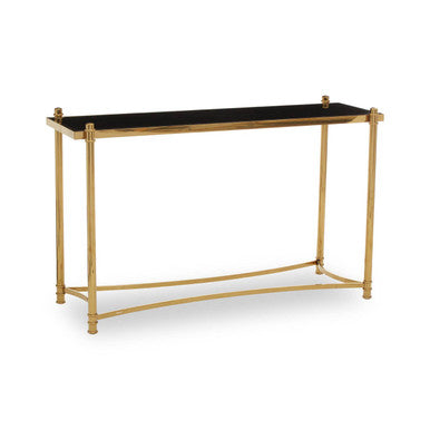 Ackley Black Glass and Gold Finish Console Table