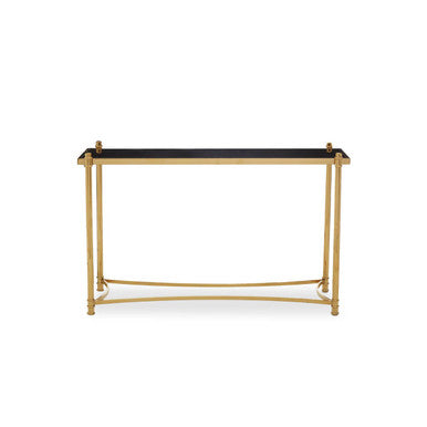 Ackley Black Glass and Gold Finish Console Table