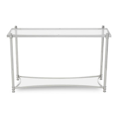 Ackley Clear Glass and Silver Finish Console Table