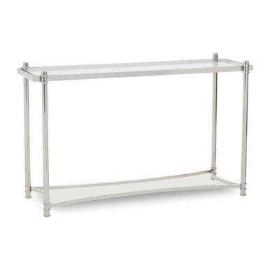 Ackley Clear Glass and Silver Finish Console Table