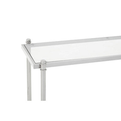 Ackley Clear Glass and Silver Finish Console Table