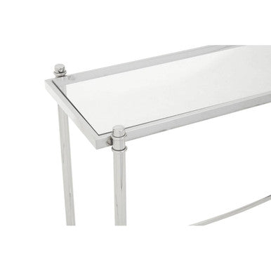 Ackley Clear Glass and Silver Finish Console Table