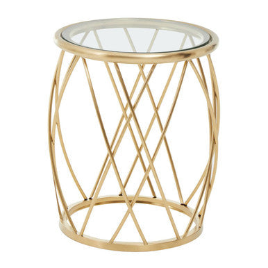 Ackley Clear Glass and Gold Finish Round Side Table