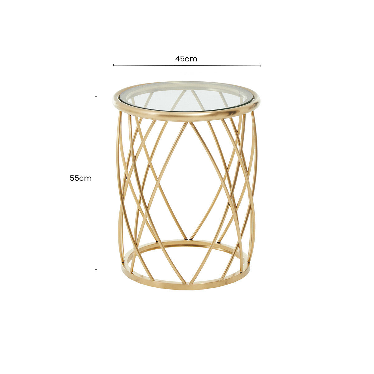 Ackley Clear Glass and Gold Finish Round Side Table