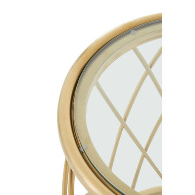 Ackley Clear Glass and Gold Finish Round Side Table