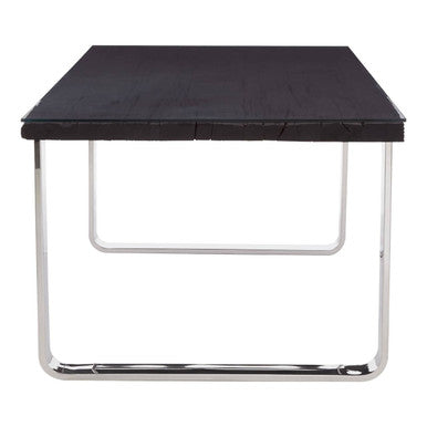 Kerala Black Recycled Wood Rectangular Dining Table with Curved Legs