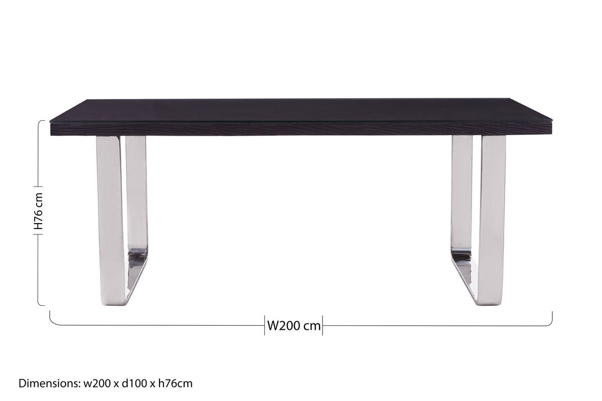 Kerala Black Recycled Wood Rectangular Dining Table with Curved Legs