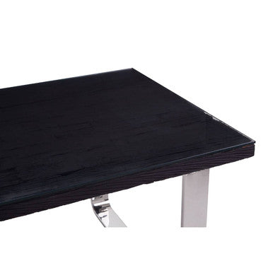 Kerala Black Recycled Wood Rectangular Dining Table with Curved Legs