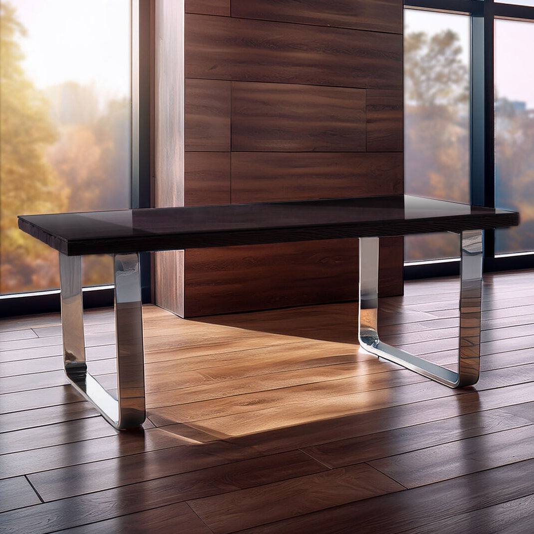 Kerala Black Recycled Wood Rectangular Dining Table with Curved Legs