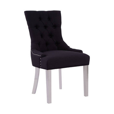 Richmond Black Fabric Button Tufted Dining Chair