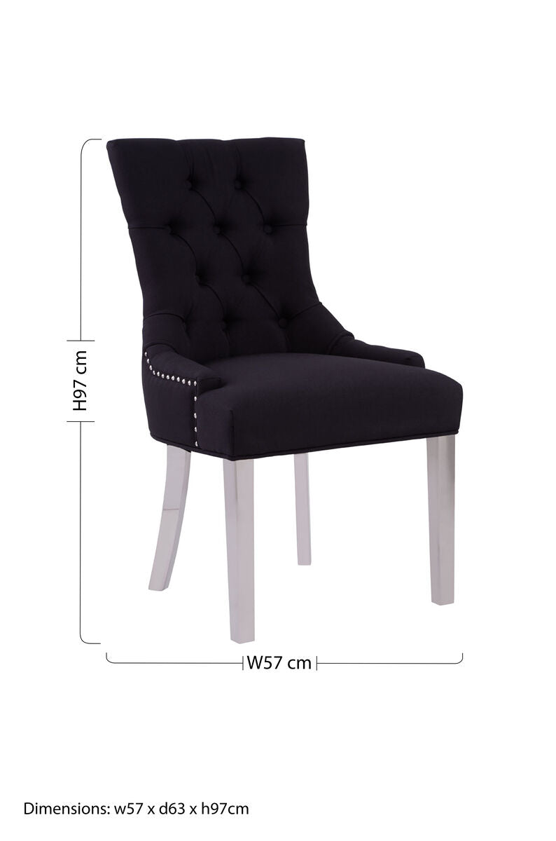 Richmond Black Fabric Button Tufted Dining Chair