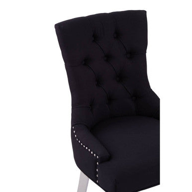 Richmond Black Fabric Button Tufted Dining Chair