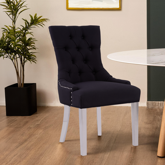Richmond Black Fabric Button Tufted Dining Chair