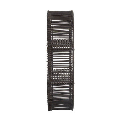 Batu Black Rattan and Metal Large Round Wall Shelf