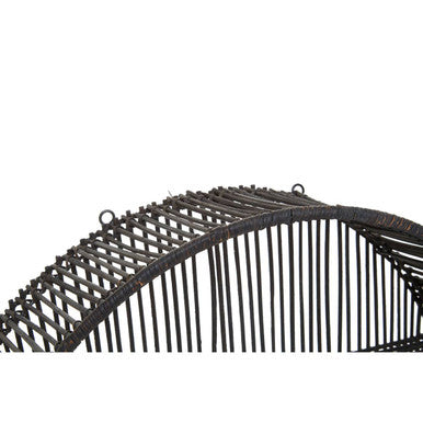 Batu Black Rattan and Metal Large Round Wall Shelf