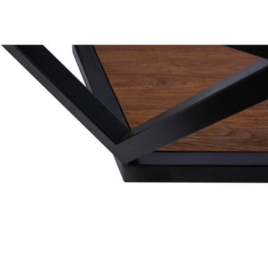 Cibo Clear Glass Hexagonal Coffee Table with Black Finish Frame