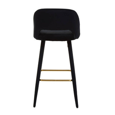 Warren Black Velvet Bar Chair with Gold Finish Footrest