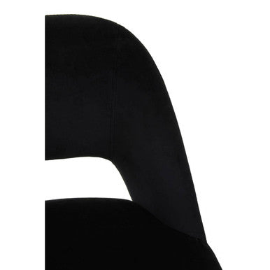 Warren Black Velvet Bar Chair with Gold Finish Footrest