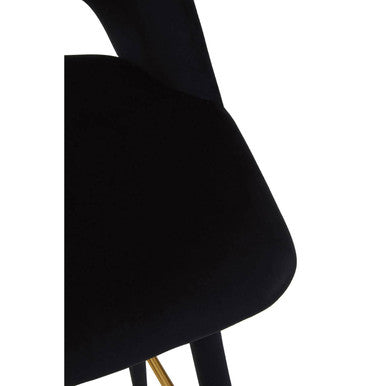 Warren Black Velvet Bar Chair with Gold Finish Footrest