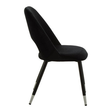 Warren Black Velvet Dining Chair with Silver Finish Tips