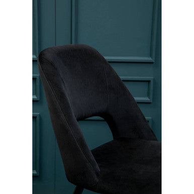 Warren Black Velvet Dining Chair with Silver Finish Tips