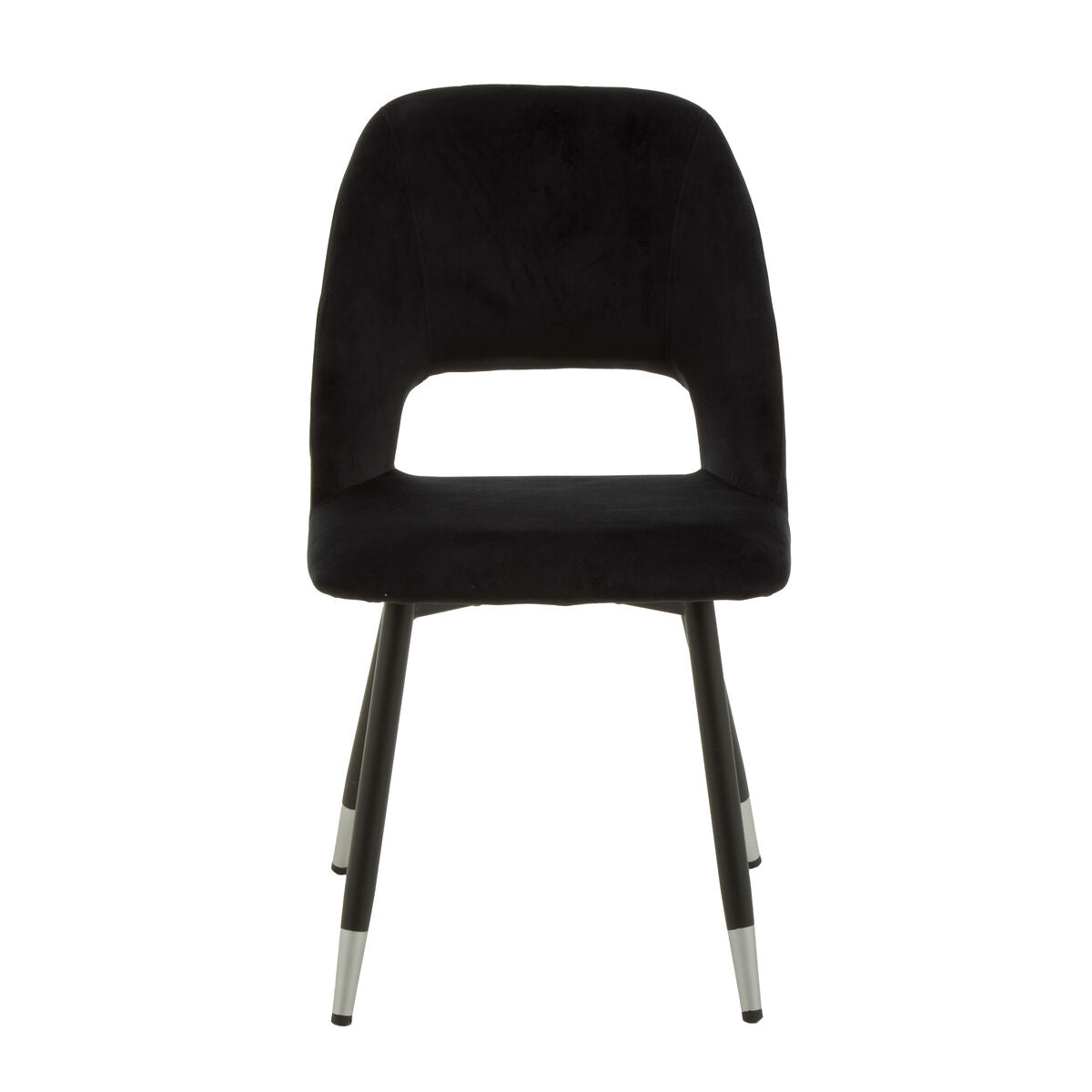 Warren Black Velvet Dining Chair with Silver Finish Tips