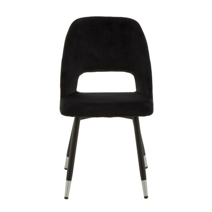 Warren Black Velvet Dining Chair with Silver Finish Tips