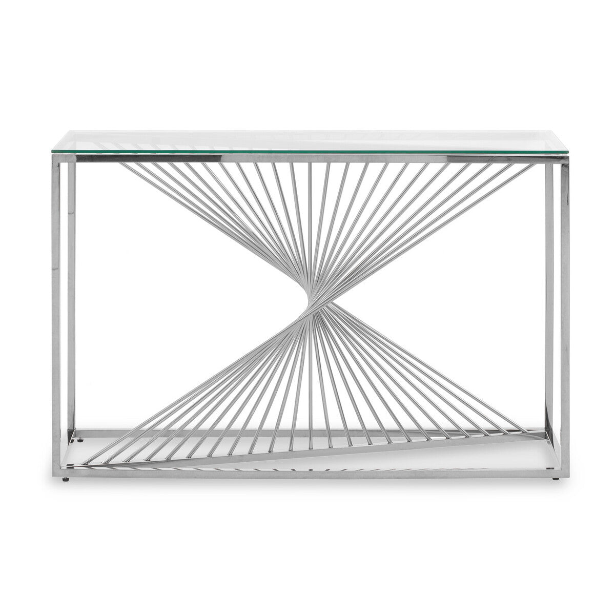 Amella Clear Glass Console Table with Silver Finish Frame