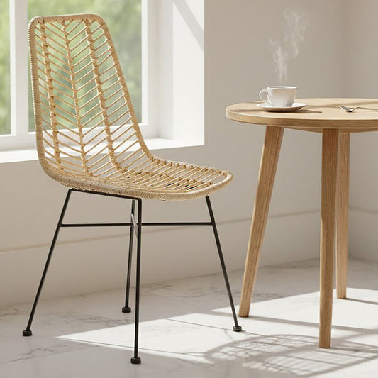 Manado Jawit Natural Rattan Dining Chair with Black Finish Legs