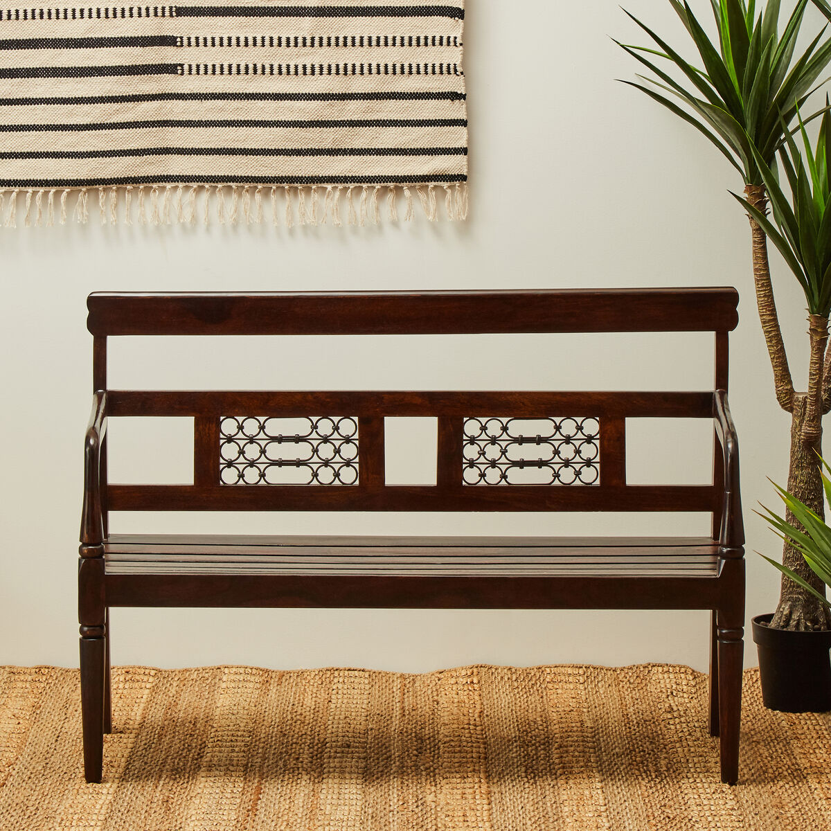 Srina Dark Sheesham Wood Bench